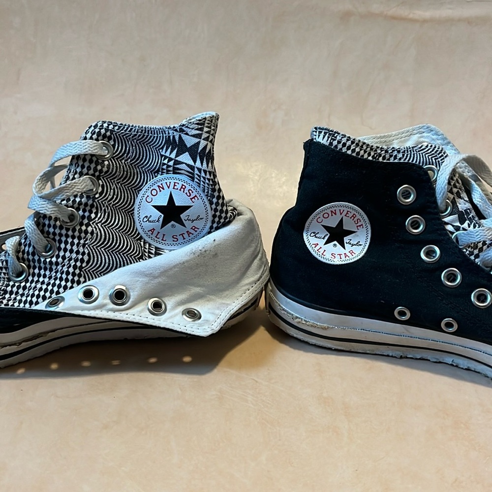 Black and White Optical Illusion Double Wall High Top Coverse